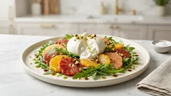 Sałatka z cytrusami i burratą – 15 minut, pistacje i lekki winegret