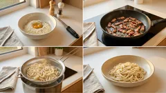 Udon carbonara bez śmietanki – kremowy sos w 20 minut i chrupiący boczek
