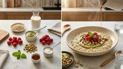 Pistacjowa owsianka z malinami – kremowa, sycąca i gotowa w 10 minut