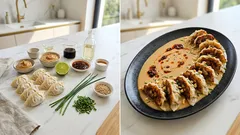 Gyoza z sosem miso-satay: kremowe masło orzechowe i umami w 10 minut