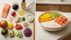 Poke bowl z łososiem w 20 minut: prosta marynata i świeże dodatki